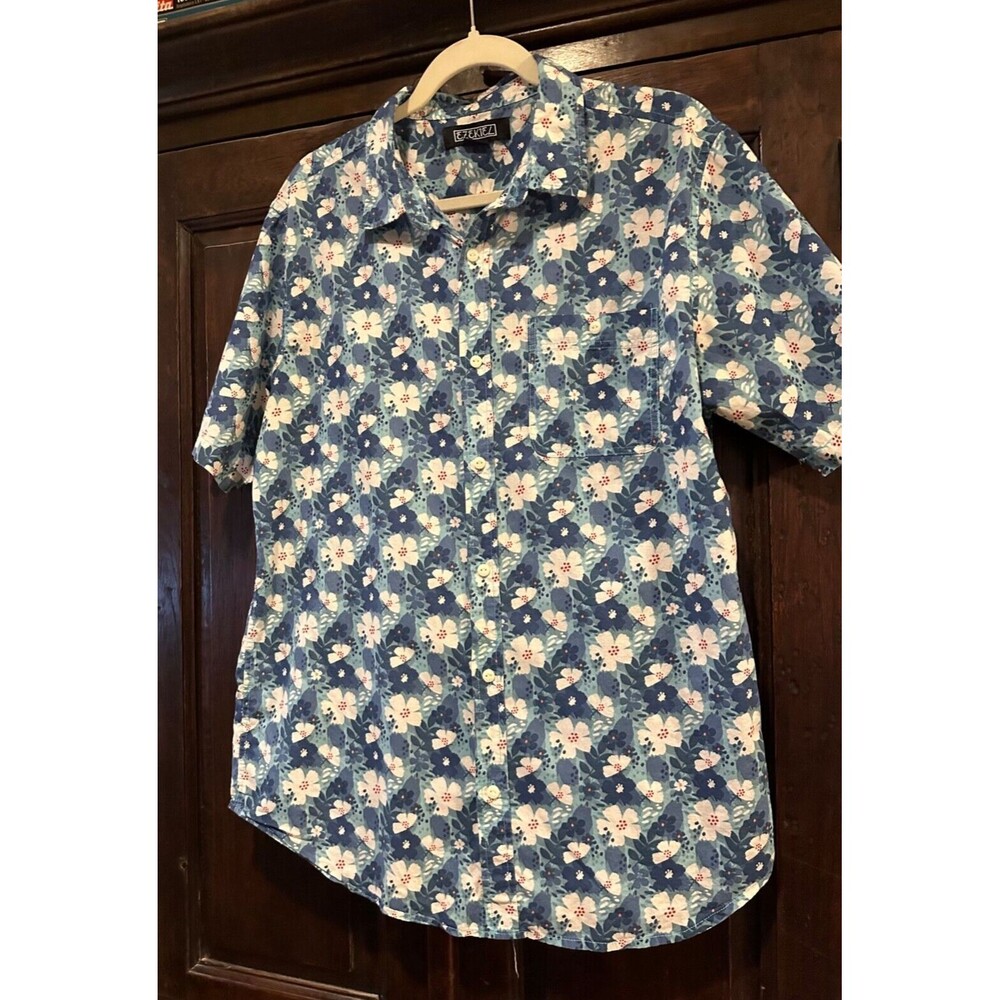 EZEKIEL Men’s Floral Short Sleeve Button Down 100% Cotton Shirt Hawaiian Style